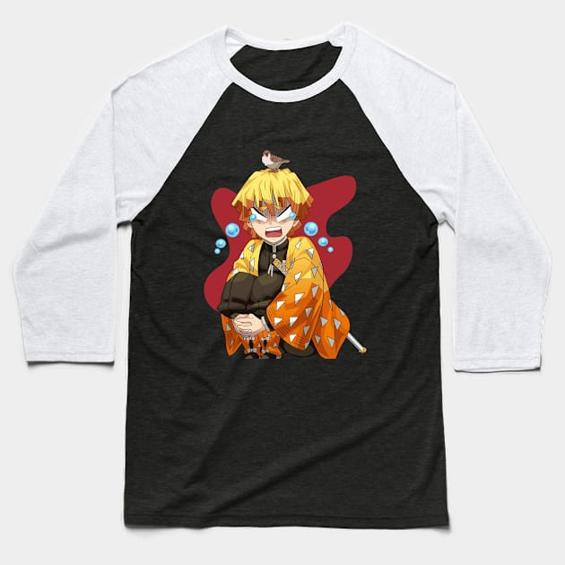 demon slayer -  zenitsu Baseball T-Shirt by Hala Art